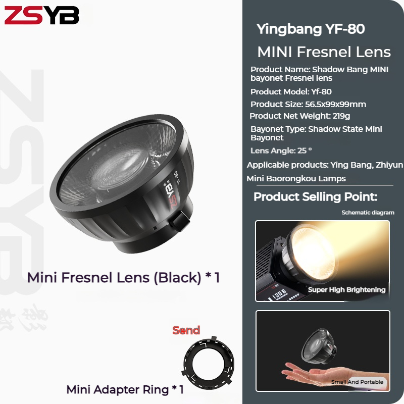 ZSYB YF-80 Fresnel Lens 9 Time - Fresnel Lens Attachment recension och pris